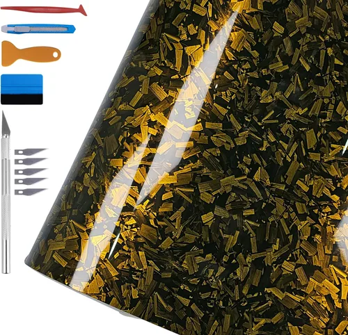 Miniatura 34 de LZLRUN Rollo de Vinilo Negro de Fibra de Carbono Mate Forjado con Liberación de Aire, Lámina Adhesiva, Película para Calcomanía DIY de Automóvil