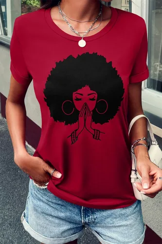 Miniatura 2 de Qianxitang camisetas de manga corta de cuello redondo de algodón con estampado gráfico para verano