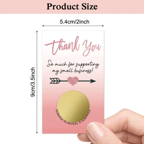 Miniatura 2 de Haizct 50 paquete de tarjetas de agradecimiento en blanco con certificado de regalo para raspar para pequeñas empresas, spa, salón de belleza