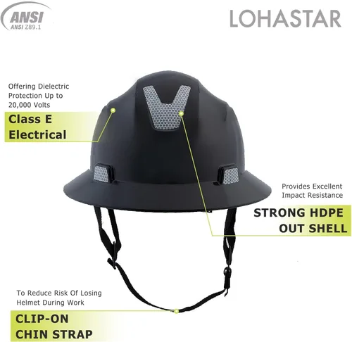 Miniatura 3 de Casco duro de ala completa LOHASTAR OSHA Aprobado por ANSI, casco de seguridad para trabajo de construcción, Cascos De Construcción, para hombres, 4