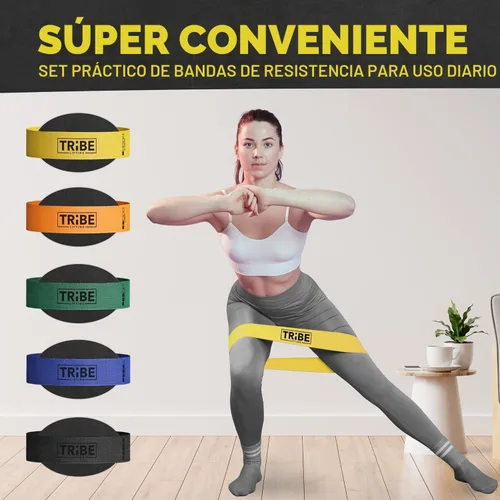 Miniatura 7 de Tribe Lifting - Bandas de resistencia de tela para glúteos y piernas Juego de 5 bandas de tela para entrenamiento Bandas gruesas de glúteos