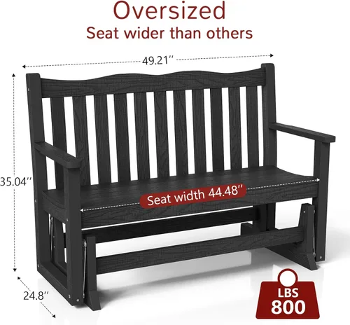 Miniatura 3 de Stoog Banco de columpio para exterior, todo clima HIPS con capacidad para 2 personas, banco de columpio de patio con capacidad de peso de 363 kg
