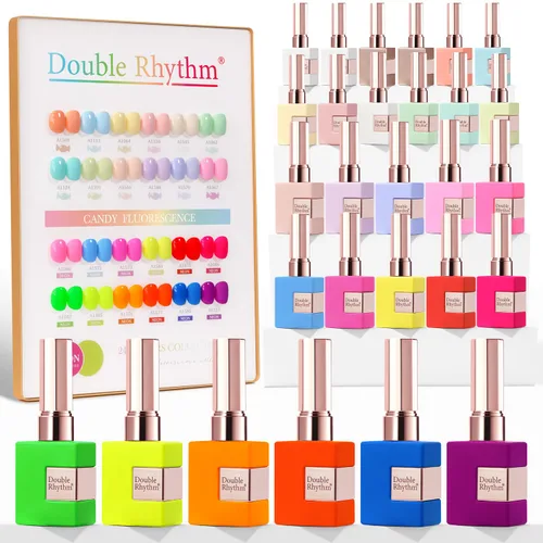 Miniatura 15 de Double Rhythm - Juego de esmalte de uñas en gel de 28 piezas, 0.5 onzas, kit de esmalte de uñas de gel de remoción, mismo color, misma botella, arte