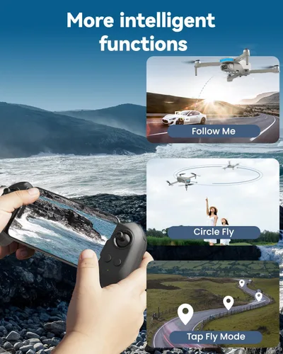 Miniatura 6 de SIMREX Dron GPS con cámara para adultos 4K, sin escobillas para principiantes, WiFi FPV plegable 5G, retorno automático, flujo óptico y retención