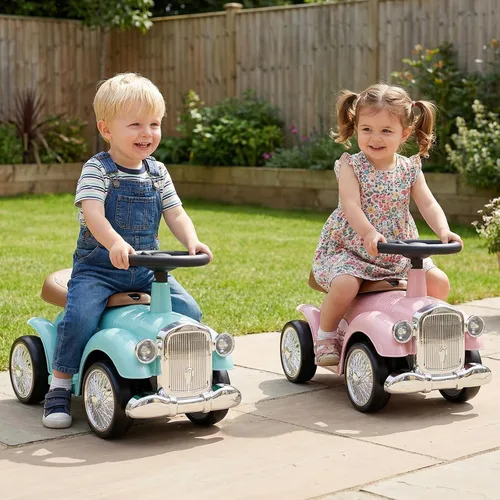 Miniatura 8 de Costzon Coche de Paseo con Empuje para Niños Pequeños, Coche Clásico para Niños con Piso Deslizante de Pie a Piso con Volante, Claxon