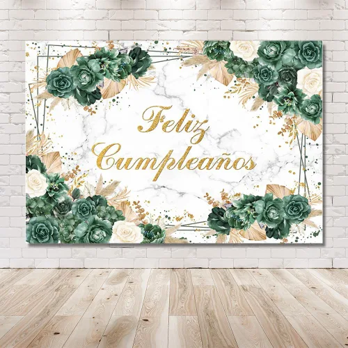 Miniatura 6 de MEHOFOND Telón de fondo bohemio de cumpleaños de 7 x 5 pies para niñas, fiesta mexicana, decoración de fiesta de feliz cumpleaños, fondo verde