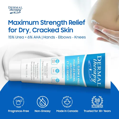 Miniatura 2 de Dermal Therapy Crema de manos para codos y rodillas con 15% de urea y 6% AHA, hidrata y exfolia profundamente la piel seca y agrietada en manos