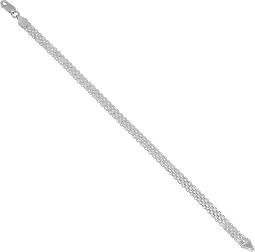 Miniatura 3 de 5.3mm Solid .925 Sterling Silver Flat Bismark Chain Bracelet