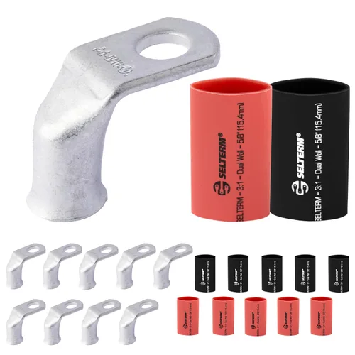 Miniatura 106 de SELTERM 5 piezas terminales de cable de cobre estañado 1/0 AWG perno de 1/2", extremos de cable de batería, terminales de anillo, conectores