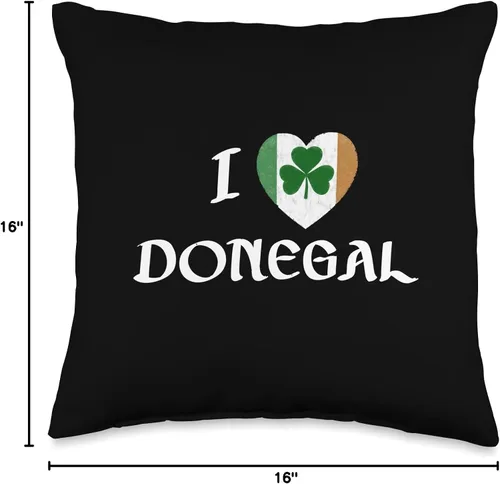 Miniatura 4 de Irish Towns Cities Counties Home Town Nostalgia I Love Donegal Irlanda Eire Flag Heart Shamrock - Almohada irlandesa de 16 x 16 pulgadas, multicolor