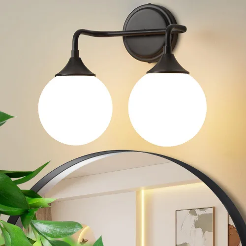 Accesorios de Iluminación para Baño Negros, Iluminación Moderna de Tocador Sobre Espejo, Aplique de Pared Negro Mate Moderno de Mediados de Siglo de