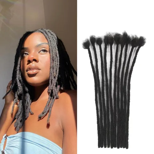 Miniatura 6 de Extensiones de rastas de cabello humano 100% real, de 0.1 in, 8 pulgadas, 10 hebras para hombres y mujeres, con cobertura de cabeza completa, hechas