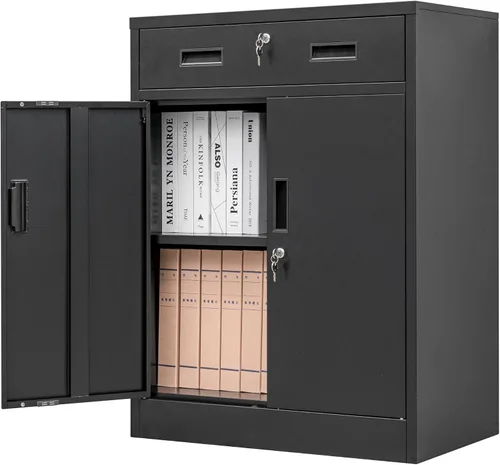 Miniatura 8 de CMY Gabinete de almacenamiento de metal, armario de almacenamiento con bloqueo de 36 pulgadas de alto con estantes ajustables, gabinetes de acero