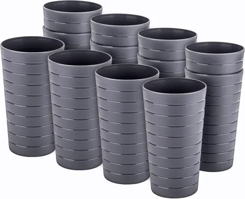 Miniatura 8 de KX-WARE Mixed Drinkware - Juego de 12 vasos de plástico de 22 onzas, vasos para beber, tazas de fiesta, vasos de té helado, color negro
