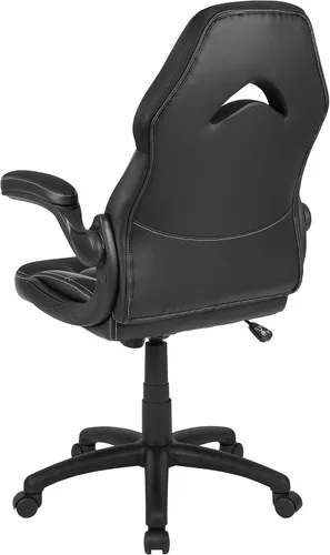 Miniatura 5 de Flash Furniture X10 LeatherSoft - Silla de juegos con respaldo alto estilo carreras con brazos abatibles, silla giratoria ergonómica acolchada