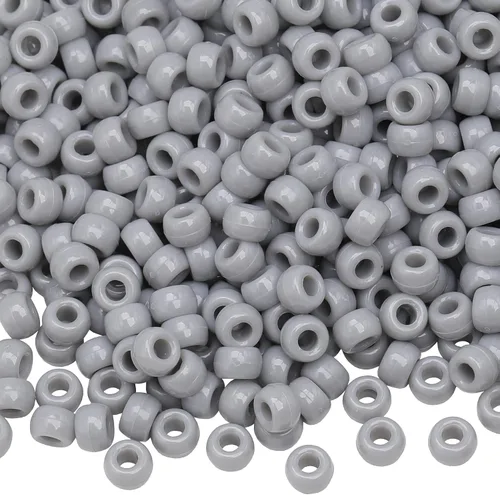 Miniatura 13 de 1000Pcs Cuentas de Pony 9mm Verde Plástico Barril Cuentas de Pony para Collar, Cuentas de Pelo para Trenzas, Cadena de Llavero, Fabricación
