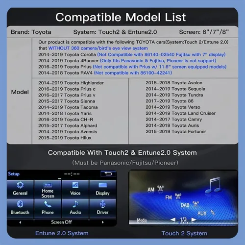 Miniatura 2 de Carplay - Adaptador automático inalámbrico para Android Carplay, kit de readaptación para Toyota Touch2 y Entune2.0 2014-2019 apto