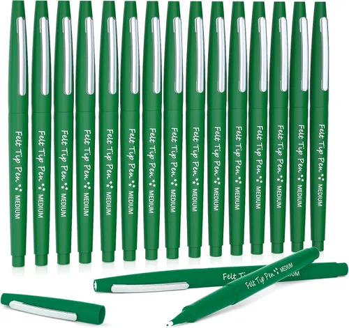 Miniatura 10 de Lelix Bolígrafos de punta de fieltro, paquete negro de 15 unidades, punta media de 0.7mm, marcadores de punta de fieltro para diario, escritura