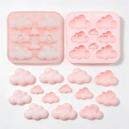 Miniatura 7 de Paquete de 2 moldes de silicona con forma de nube, bandeja, molde de chocolate en forma de nube, molde de fondant 3D para pasteles, alimentos