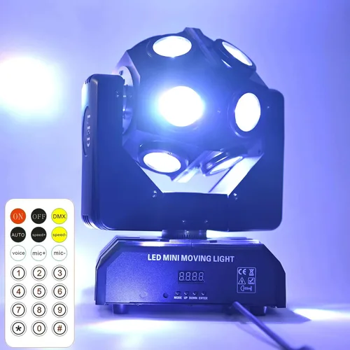 Luz de Escenario de Cabeza Móvil RGBW 12LED Luces de Haz Giratorio Luces de Iluminación Ascendente de Escenario para Eventos Activada por Sonido