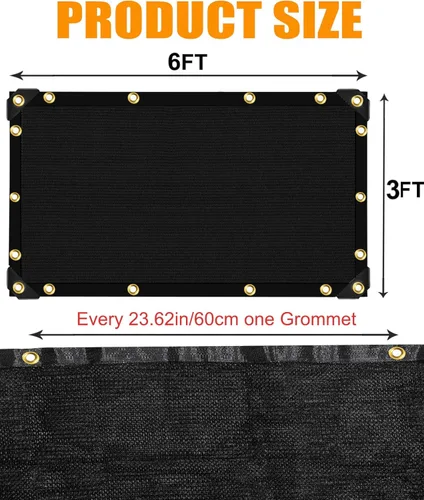 Miniatura 5 de e.share Tela de sombra negra 90% resistente para jardín - 3 pies x 6 pies, malla de sombra para patio exterior con ojales, para cubiertas