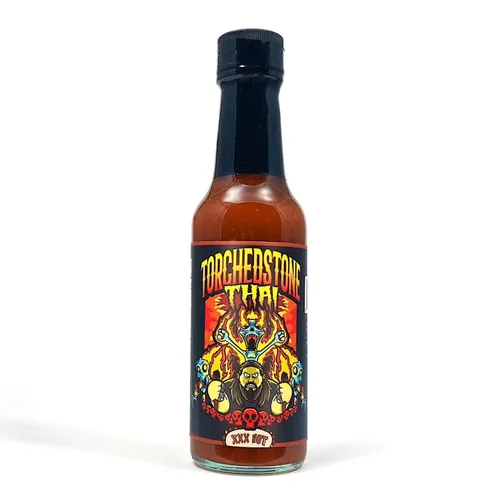 Torchbearer Sauces Brimestone TorchedStone - Salsa picante tailandesa XXX, nivel de calor 6 – Fiery Carolina Reaper y escorpio pimienta tailandesa