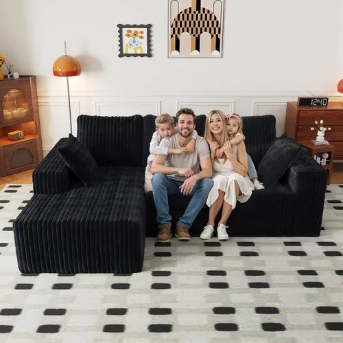 Miniatura 10 de Cloud - Sofá modular en forma de L con asiento profundo, de espuma viscoelástica comprimida de 3 plazas para sala de estar, sofá modular