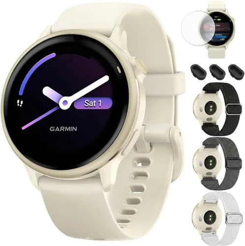 Miniatura 10 de Garmin 010-02985-01 VIVOACTIVE 6 Health and Fitness GPS Smartwatch Hueso con Banda de Silicona Paquete con Paquete de Protección Mejorada CPS de 2
