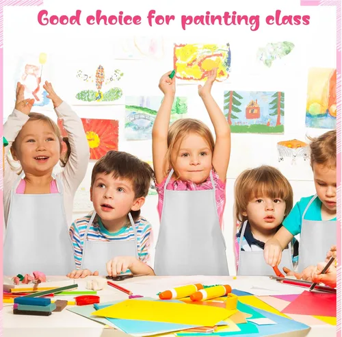 Miniatura 5 de Liitrsh 24 delantales de pintura para niños, para fiestas de pintura, delantales de tela para hornear, cocina