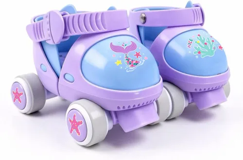 Miniatura 11 de Patines Infantiles Ajustables de Cuatro Ruedas para Niños y Niñas, con Ruedas con Bloqueo para Principiantes, Bebes, Edad de 2 a 6 Años Dino Azul