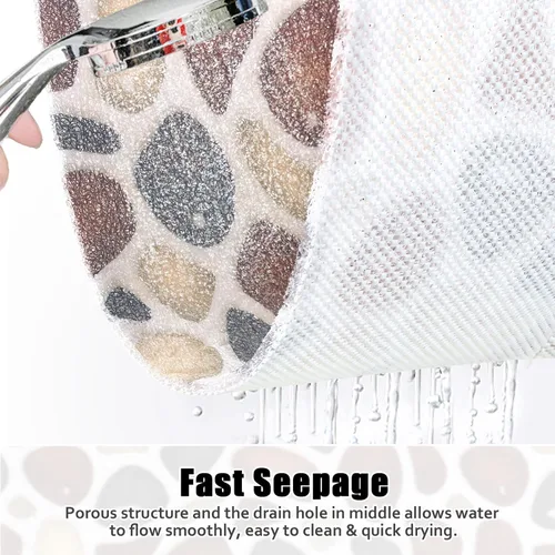 Miniatura 3 de Alfombrilla de ducha cuadrada antideslizante: 24 x 24 pulgadas para ducha interior con orificio de drenaje en el medio, tapete de ducha de masaje