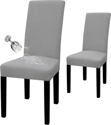 Miniatura 30 de Easy-Going - Juego de 2 fundas para sillas de comedor 100% impermeables, de tela Jacquard elástica, fundas protectoras removibles y lavables