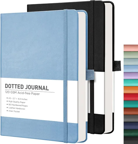 Miniatura 50 de RETTACY Cuaderno rayado, 2 paquetes, 192 páginas numeradas por paquete, tamaño A5 mediano (5.7 x 8.3 pulgadas), para hombres y mujeres, escritura