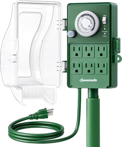 Miniatura 10 de DEWENWILS - Temporizador digital para exteriores, temporizador de tiempo multi-zócalo, impermeable, 6 salidas de jardín, cable de extensión de 6 ft