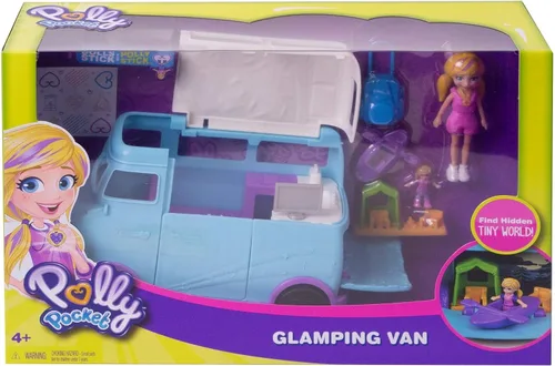 Miniatura 7 de Polly Pocket Furgoneta Glamping con doble campamento para muñeca Polly de 3 pulgadas y muñeca Micro Polly; la camioneta se abre a la sala de estar