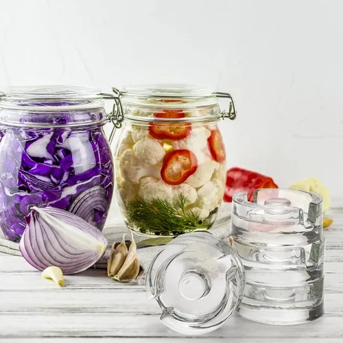 Miniatura 7 de Paquete de 9 pesas de fermentación con mango de fácil agarre, kit de fermentación de vidrio, tapas de fermentación para frascos Mason de boca ancha