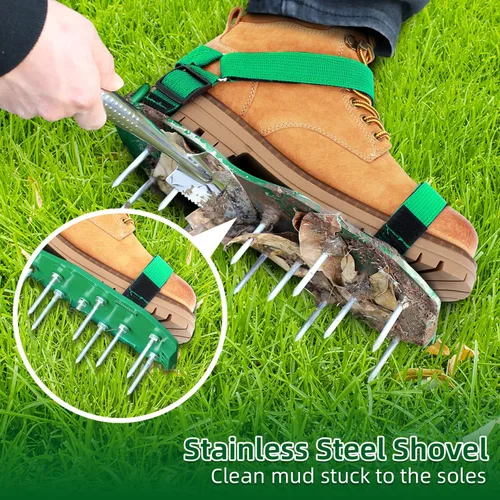Miniatura 5 de Ohuhu Zapatos Aireadores de Césped para Hierba: Zapatos de Aireación de Instalación Gratuita con Pala de Acero Inoxidable, Sandalias Aireadoras
