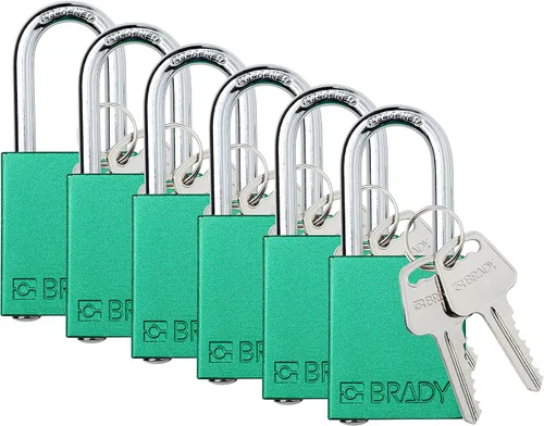 Miniatura 12 de Brady SDAL-BLU-38ST-KA6 - Juego de candados de bloqueo de seguridad, paquete de 6, color azul, con igual llave, 2 llaves por candado