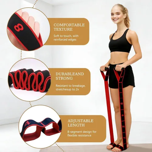 Miniatura 5 de Fitness Resistance Bands with Handles for Stretching and Yoga,Number Stretch Resistance Band with Clear Markings,8Loops Elastic Exercise