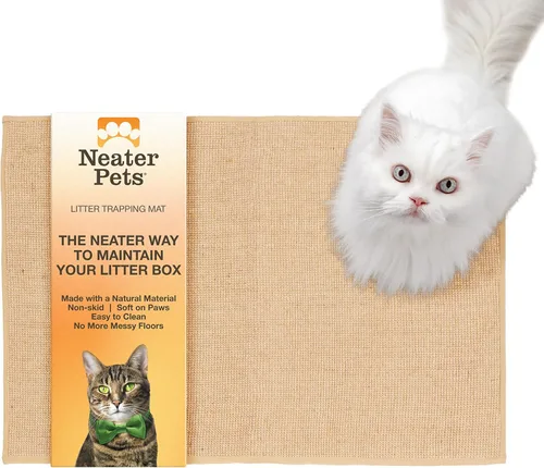 Neater Pets - Tapete de yute para atrapar arena para gatos, atrapa el desorden de la arena de la caja de arena de gatitos para proteger los suelos,