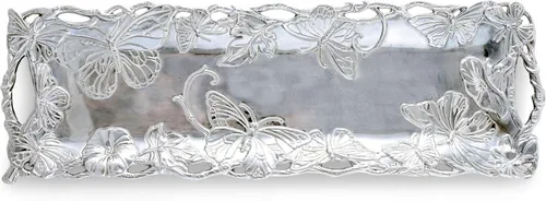 Miniatura 5 de Arthur Court Diseños de aluminio mariposa bandeja oblonga 18.5 pulgadas x 6 pulgadas
