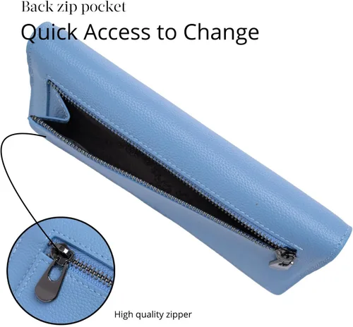 Miniatura 4 de Bveyzi Billeteras de cuero ultrafino con bloqueo RFID para tarjetas de crédito, billetera plegable para mujer