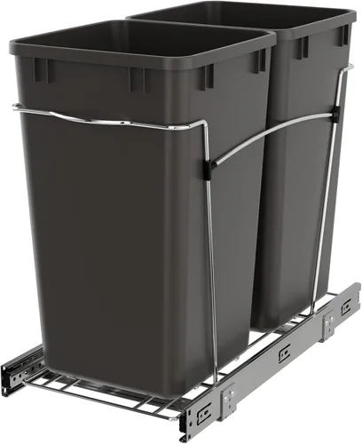 Miniatura 12 de Rev-A-Shelf Cesta de basura extraíble para gabinetes de cocina de 27 cuartos con deslizador de extensión completa para reciclaje, Verde/Negro, Verde