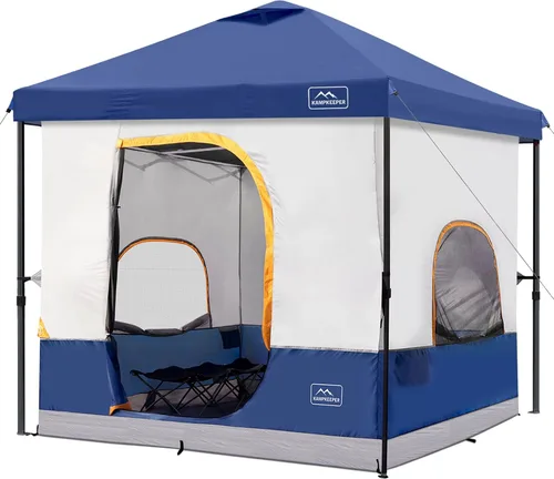 Miniatura 8 de KAMPKEEPER Tienda de campaña para 6 personas, tienda de campaña desplegable de 10 x 10 pies con tienda interior de campamento, convierte el toldo