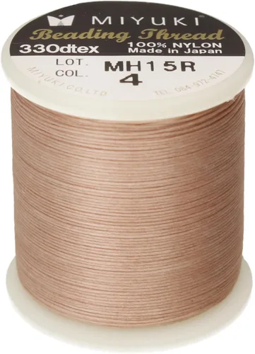 Miniatura 23 de Hilo para abalorios Miyuki – Hilo de nylon previamente encerado para proyectos de enhebrado, carrete de 50 m/55 yardas, color marrón, diámetro