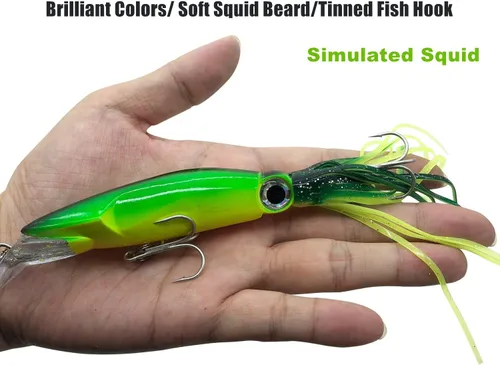 Miniatura 2 de 4Pcs Large Simulation Squid Fishing Lures Bait Kit,3D Holographic Eyes，Built-in Multicolored Lead Blocks Through Heavy Duty ，Stable and Tempting
