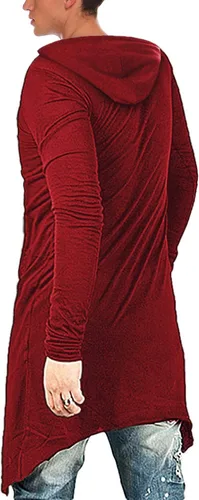 Miniatura 2 de COOFANDY - Sudadera larga con capucha para hombre, diseño hip hop tipo capa, de mezcla de algodón