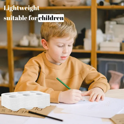 Miniatura 5 de 50 paletas de acuarela de plástico blanco, 6 paletas de pintura rectangulares, paletas de bandeja de pintura, bandejas de pintura para niños