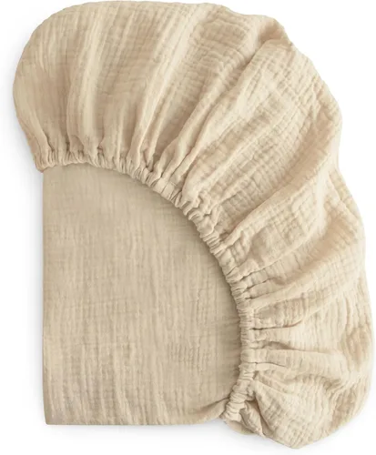 mushie Sábana bajera ajustable de muselina extra suave | 192 hilos | 28 x 52 pulgadas (niebla)