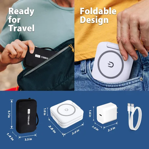 Miniatura 4 de CYBERGIANT Estación de carga Apple 3 en 1 para iPhone, Airpods iWatch, cargador de viaje para múltiples dispositivos, estación de carga plegable
